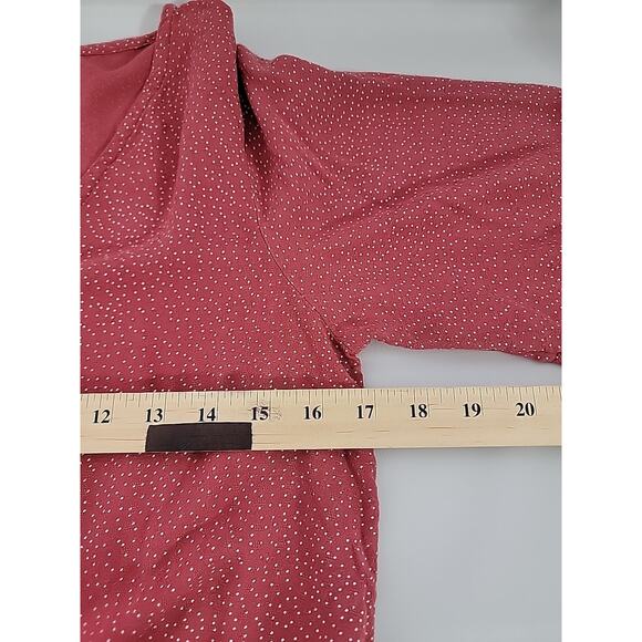 American Eagle Outfitters Woman's Crop Top Pink Polka Dots 3/4 Sleeves Medium - Picture 7 of 8
